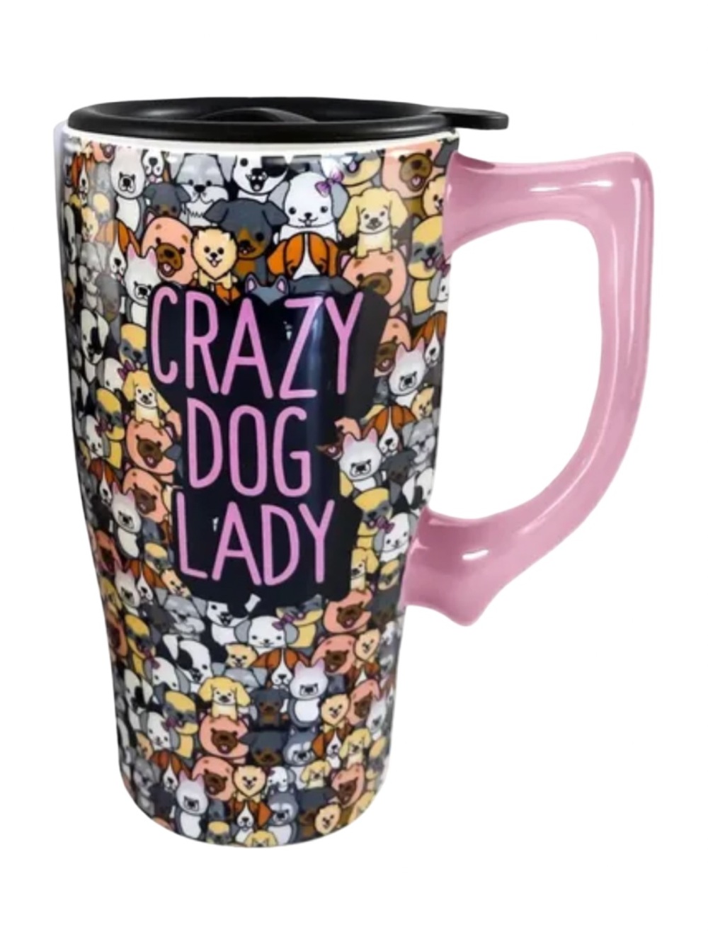 Crazy Dog Lady Travel Mug - Pink Handle